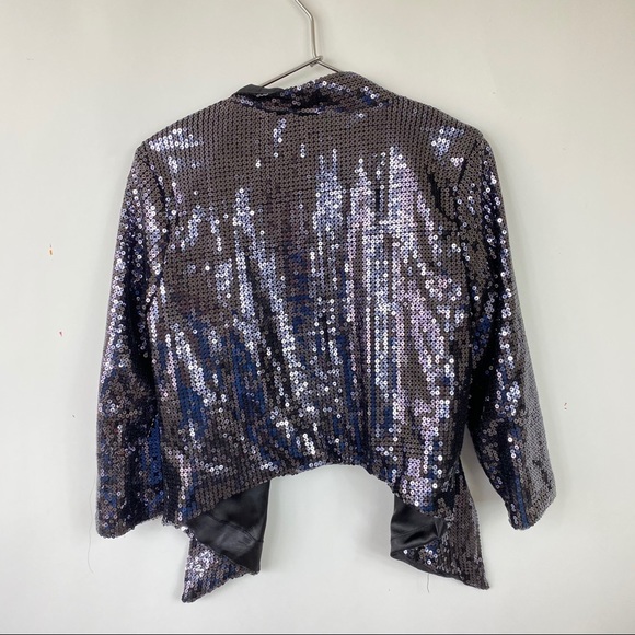 Jessica Simpson sequin navy asymmetrical blazer - Picture 4 of 4